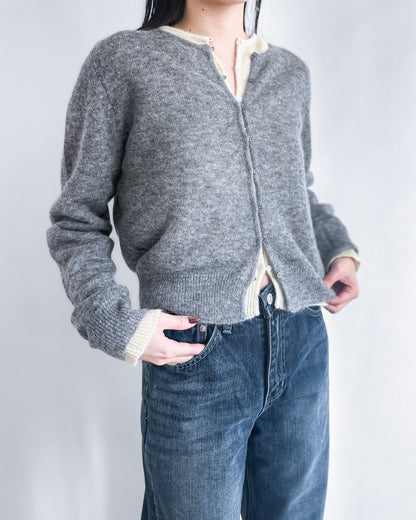 海馬毛混紡圓領薄外套 淺黃色