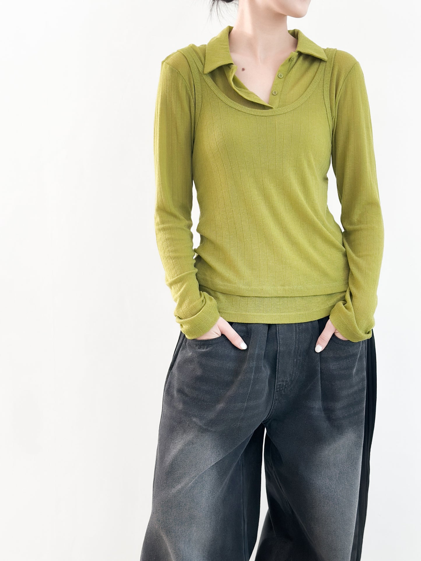 翻領粗間親膚套裝