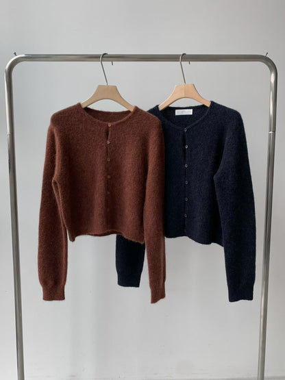 浣熊混紡冷繩圈鈕扣外套 深藍色