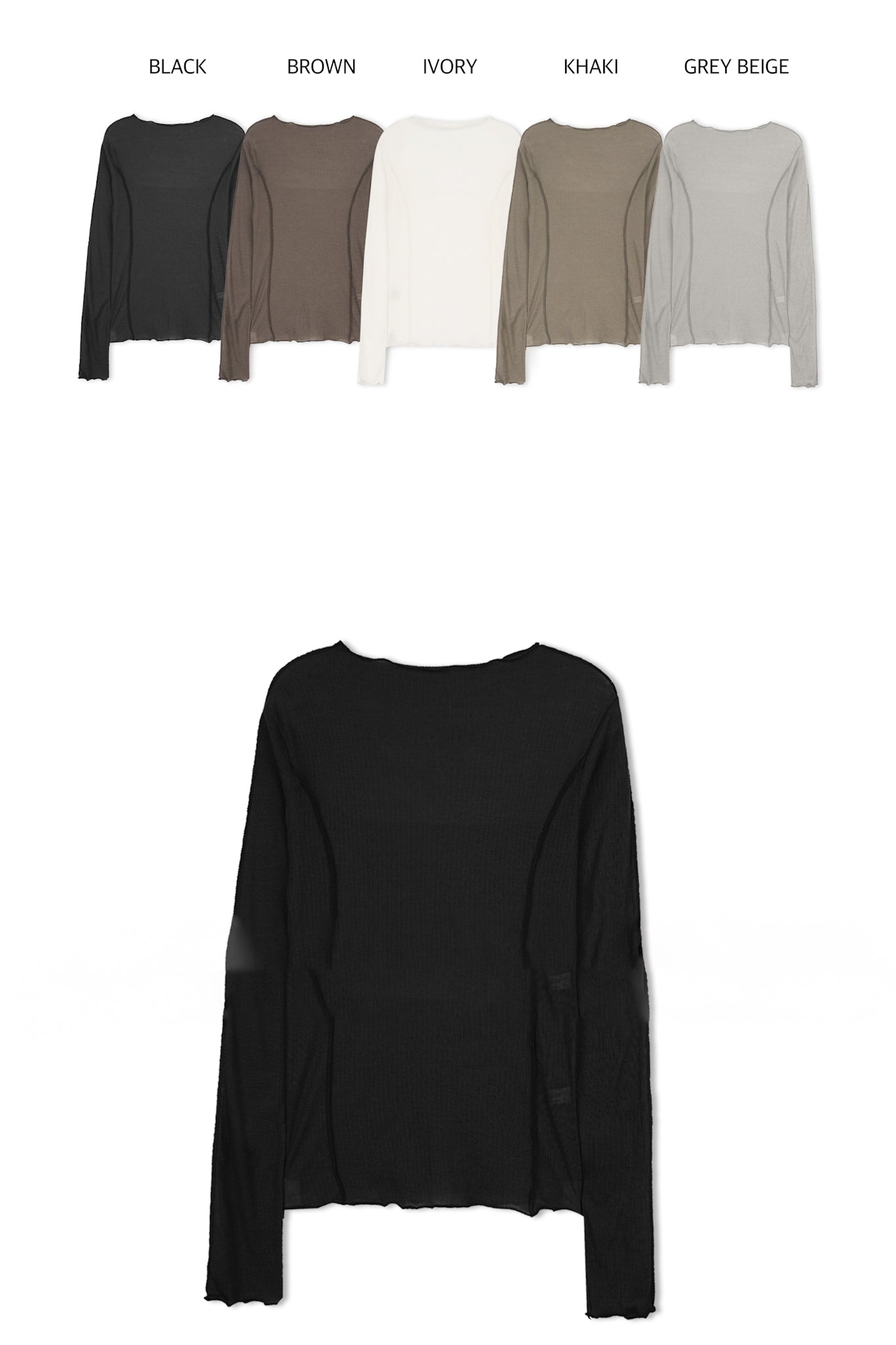 捲邊車線修腰上衣 黑色