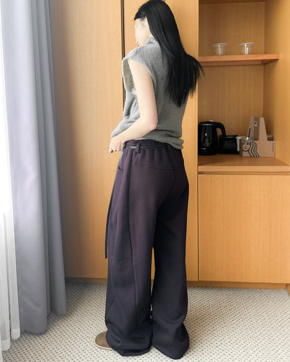 內舖棉舒適棉褲 - 酒紅啡