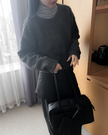 前後兩穿毛絨外套 - 深灰色