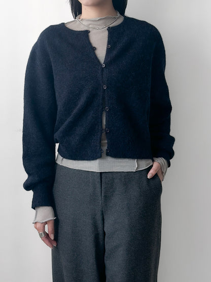浣熊混紡冷繩圈鈕扣外套 深藍色