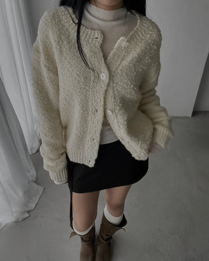 羊毛混紡圓領開胸外套 黑色