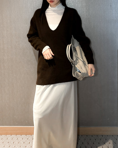 基本款無縫高領上衣 - 米白色