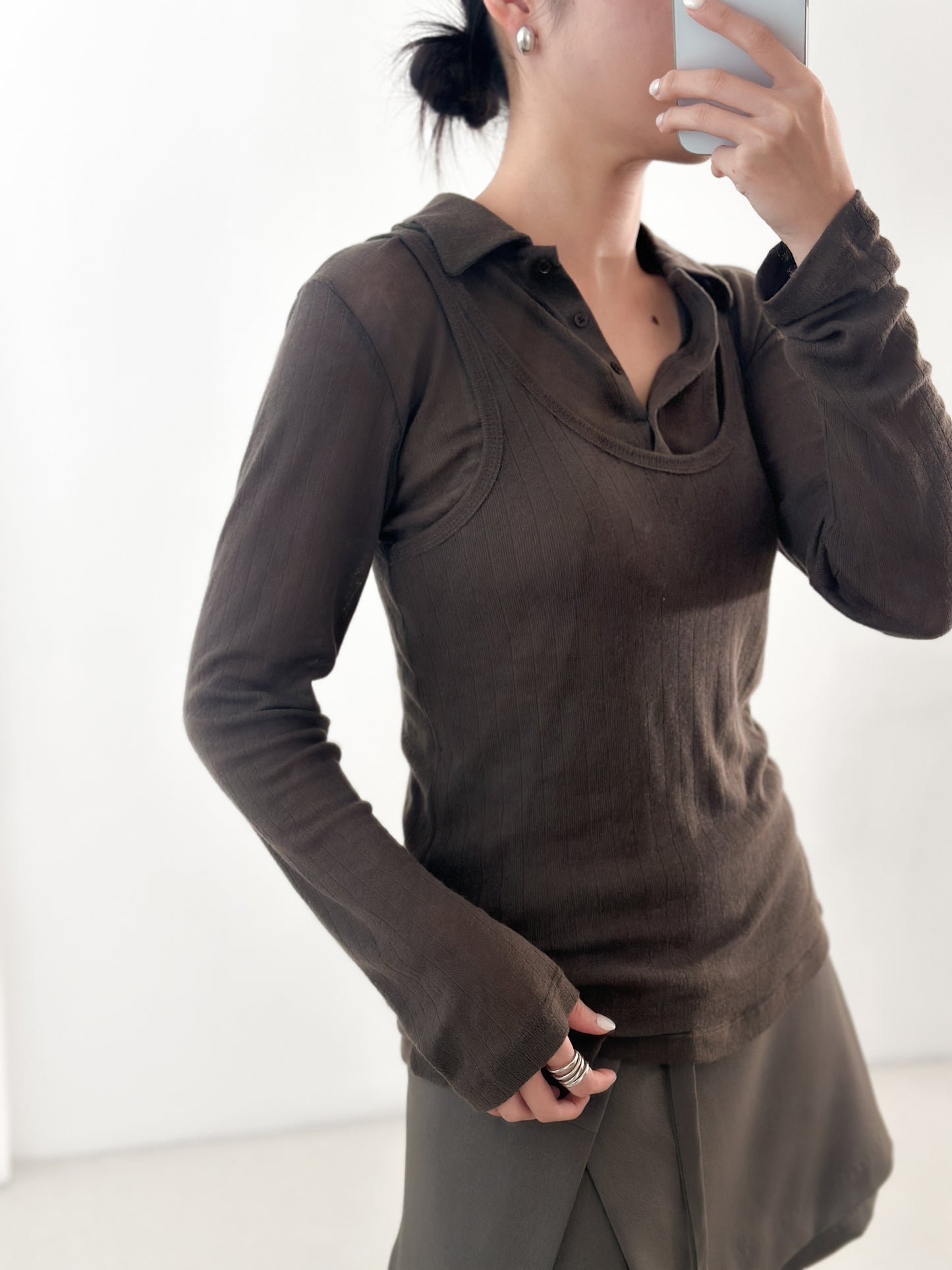 腰帶挺料西裝裙褲