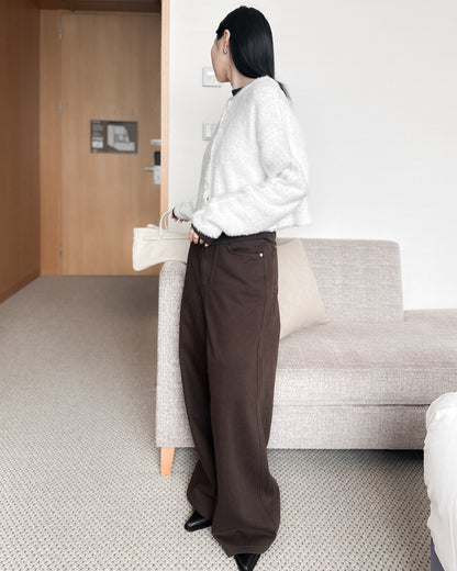 啡色柔軟闊腳褲 - 深啡色 (S/M/L)
