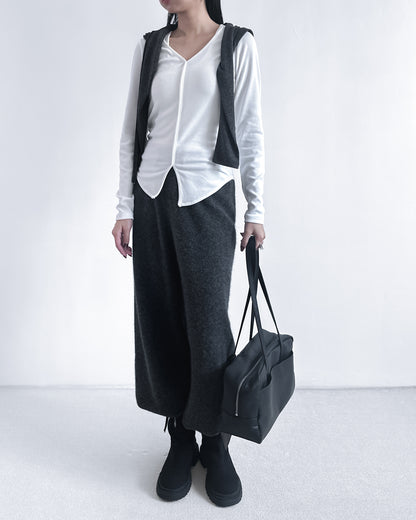 V領修腰彈性上衣 白色