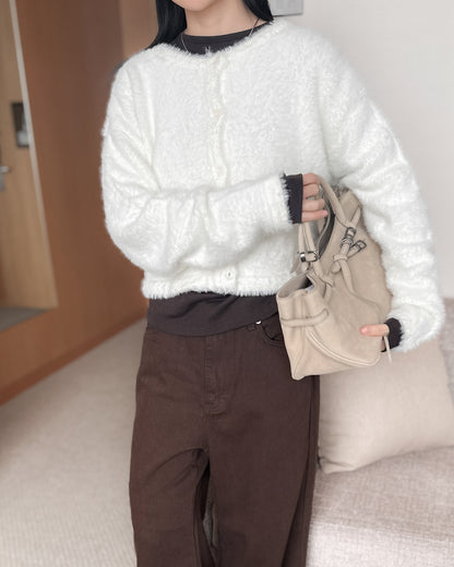 前後兩穿毛絨外套 - 米白色