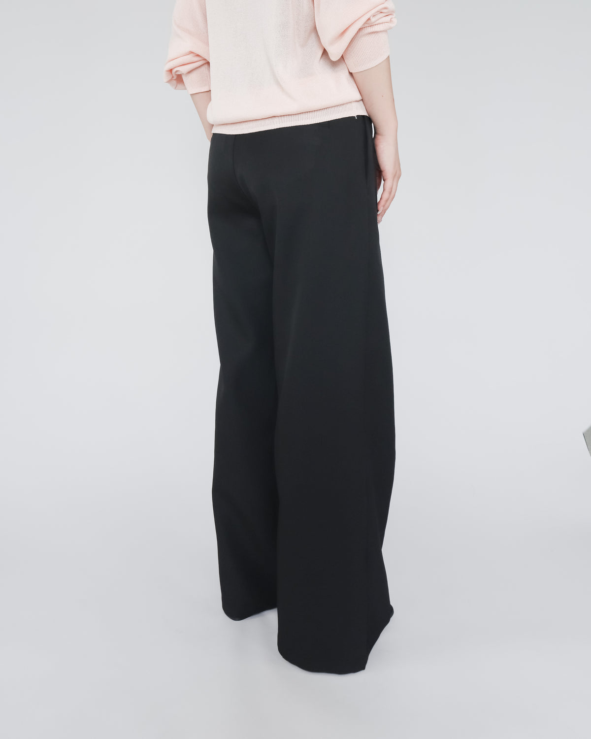 Unisex 前開衩直腿西褲 - 黑色