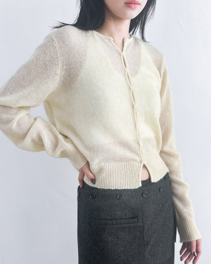 海馬毛混紡圓領薄外套 淺黃色