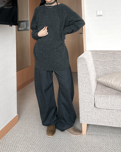 內舖棉舒適棉褲 - 深灰色