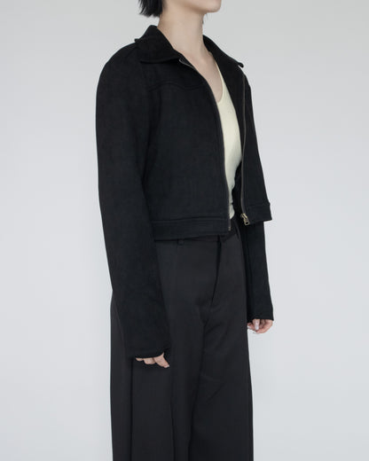 Unisex 前開衩直腿西褲 - 黑色