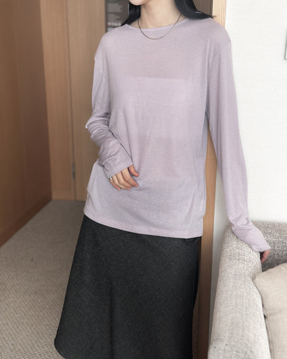 基本款圓領後車線上衣 - 黑色