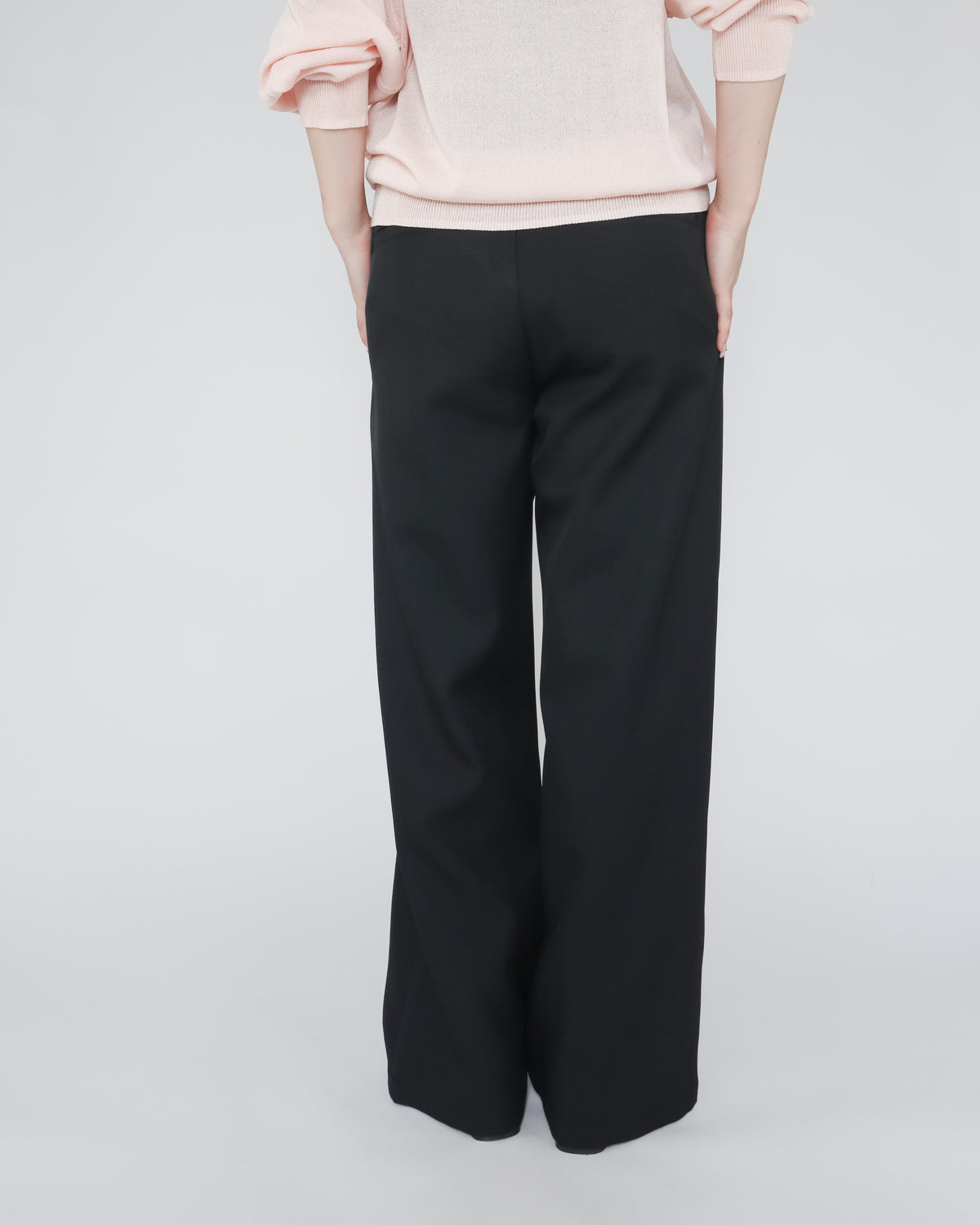 Unisex 前開衩直腿西褲 - 黑色