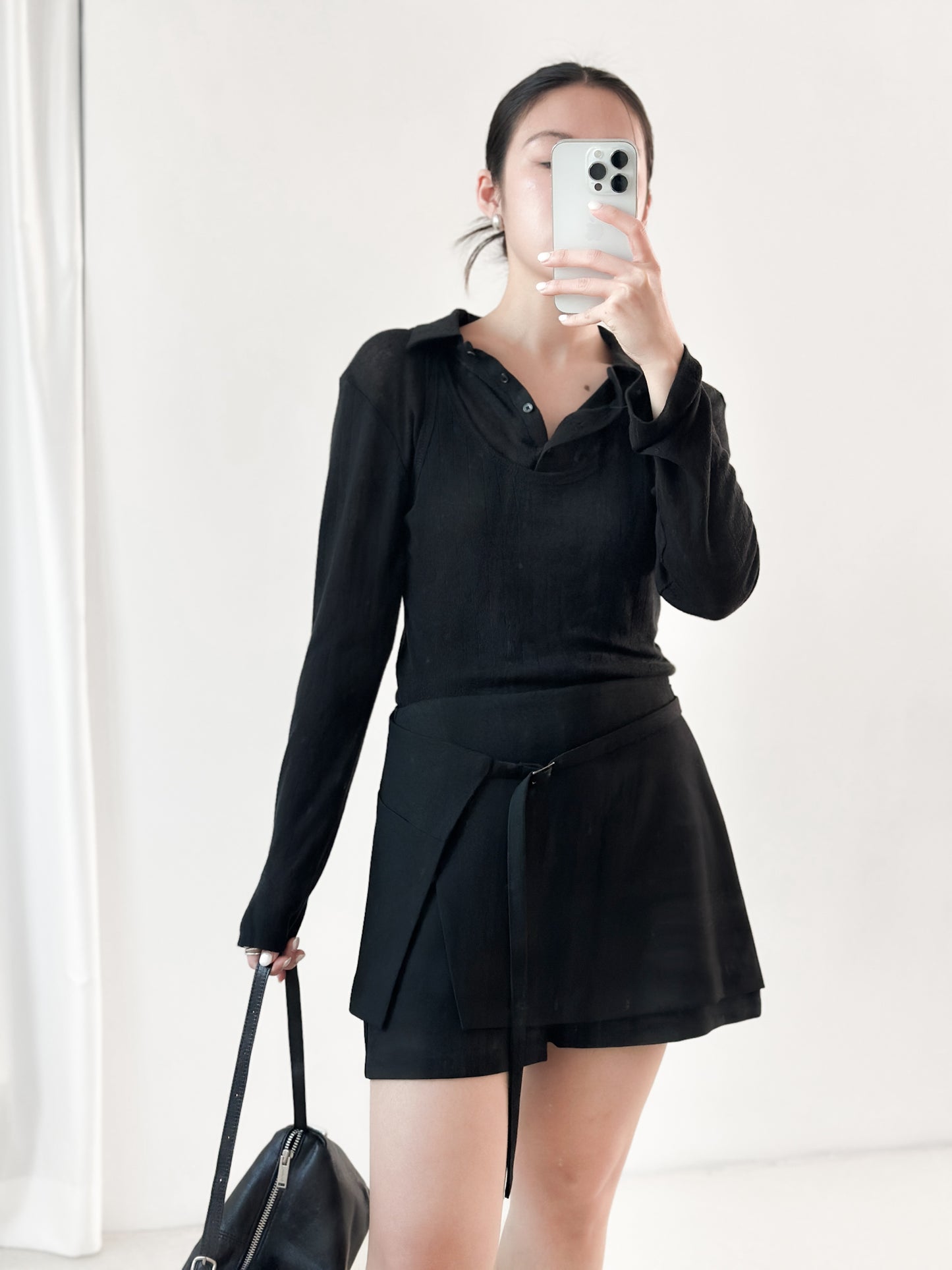 腰帶挺料西裝裙褲