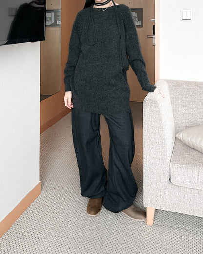 內舖棉舒適棉褲 - 深灰色