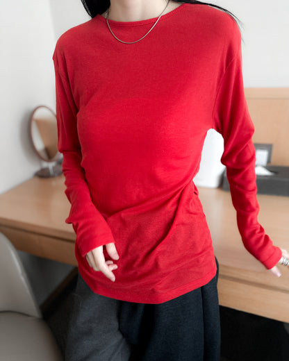 基本款圓領後車線上衣 - 黑色