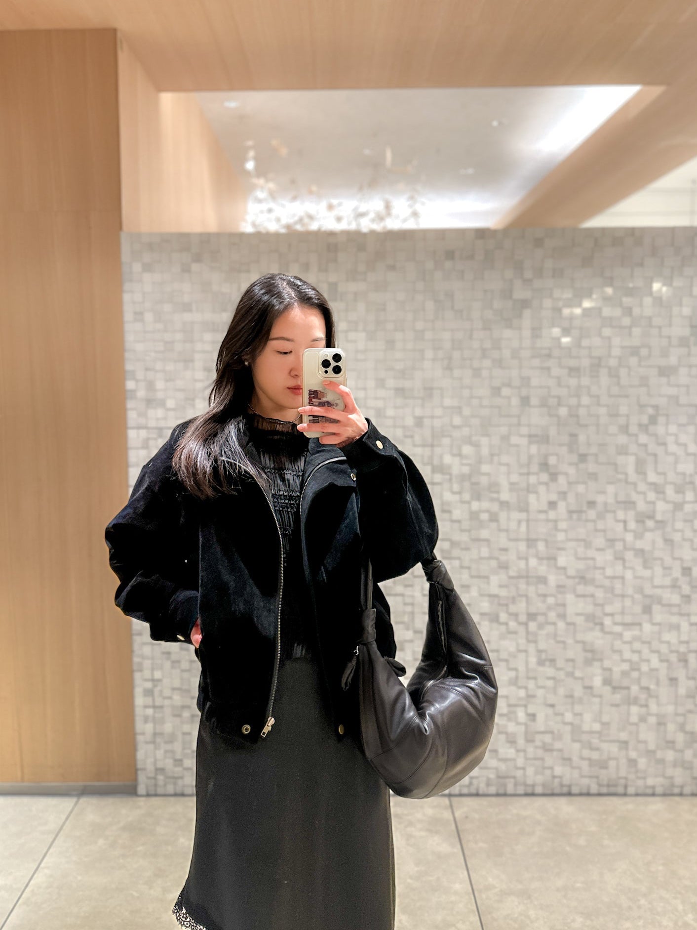 立體感企領麂皮外套 黑色