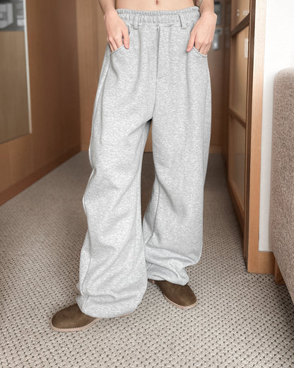 內舖棉舒適棉褲 - 淺灰色