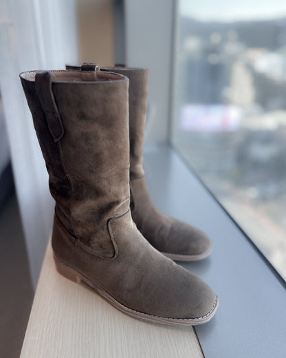 高筒方圓頭長靴 - 米色 (36-41號)