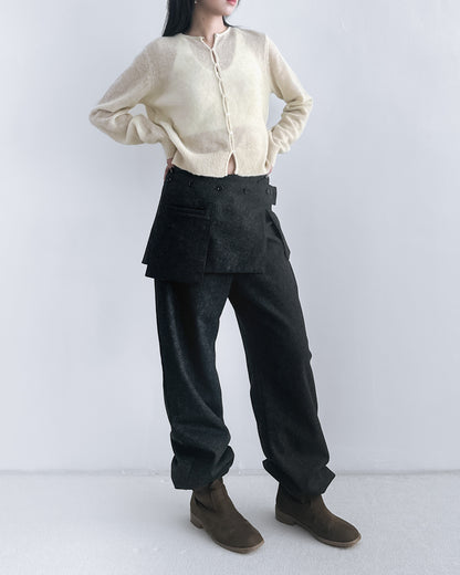 海馬毛混紡圓領薄外套 淺黃色