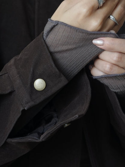 捲邊車線修腰上衣 啡色