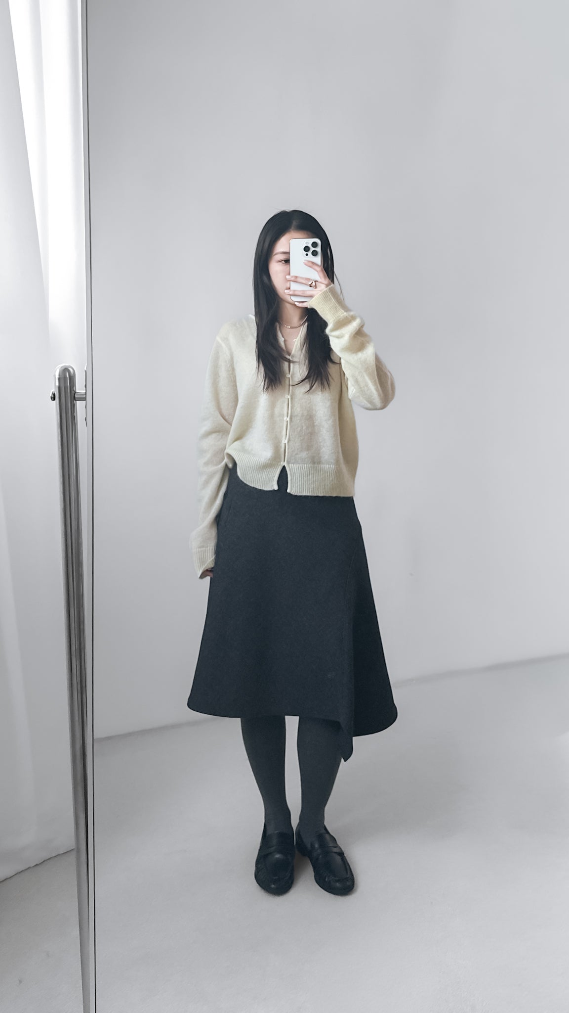 海馬毛混紡圓領薄外套 淺黃色