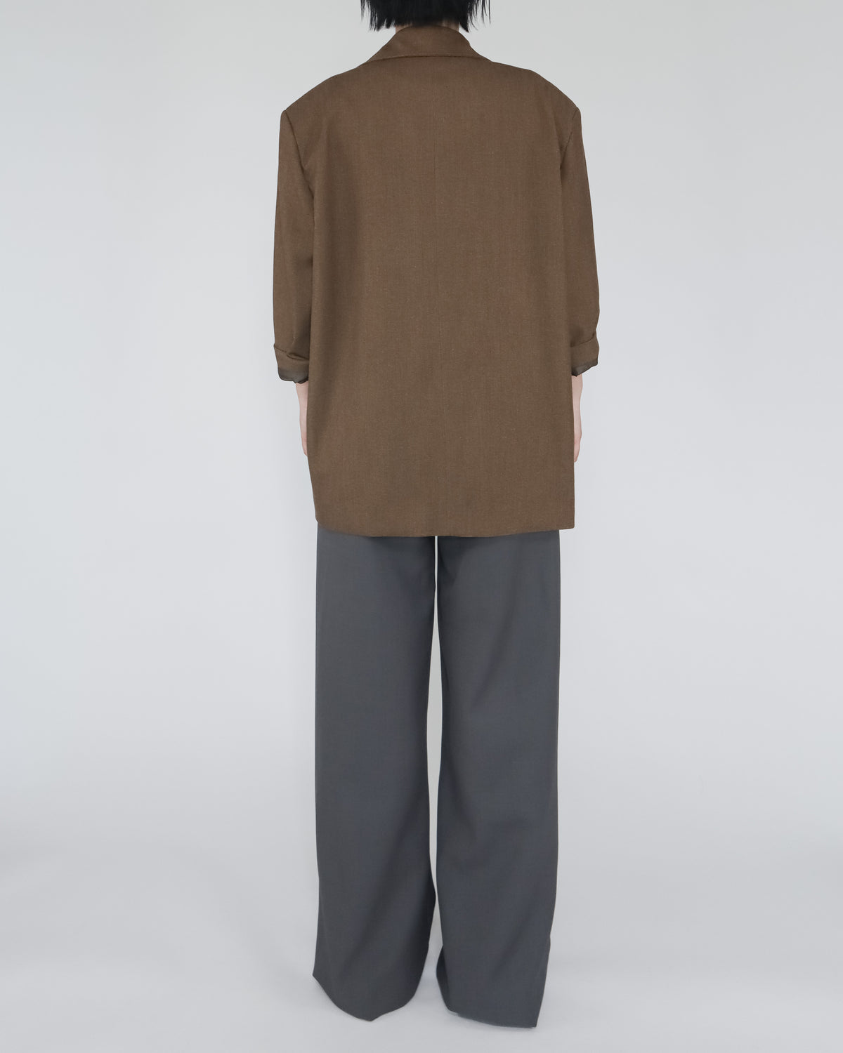 Unisex 前開衩直腿西褲 - 黑色