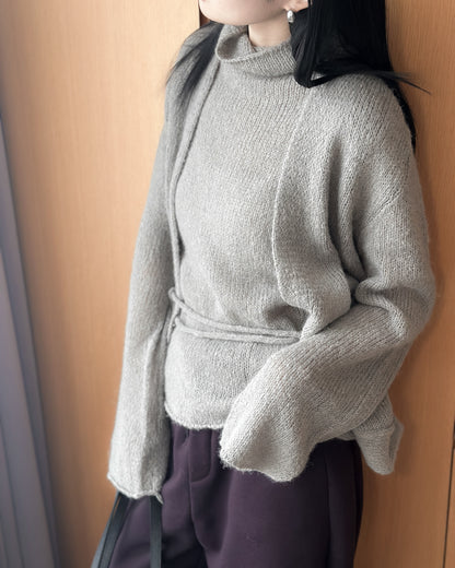 透薄羊毛背心連外套套裝 - 卡其色