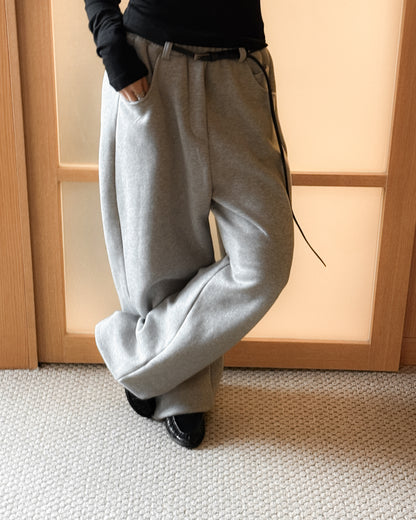 內舖棉舒適棉褲 - 淺灰色