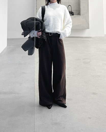 啡色柔軟闊腳褲 - 深啡色 (S/M/L)