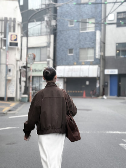 立體感企領麂皮外套 朱古力色