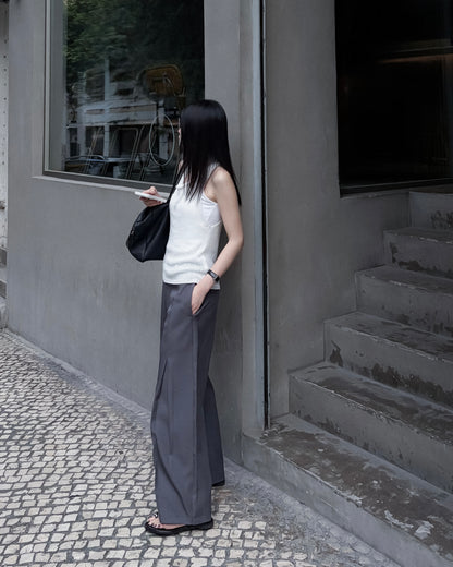 Unisex 前開衩直腿西褲 - 灰色