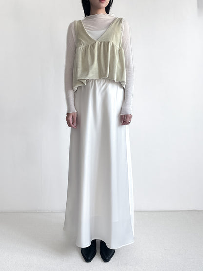 絨面V領背心 淡黃色