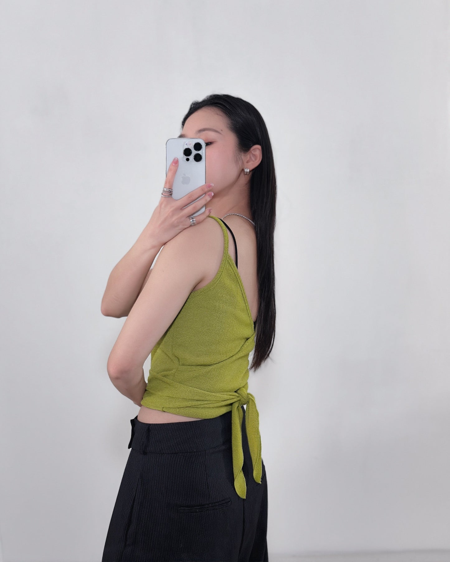 圓領短身小外套 - 橄欖綠