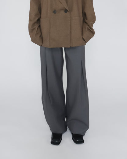 Unisex 前開衩直腿西褲 - 黑色