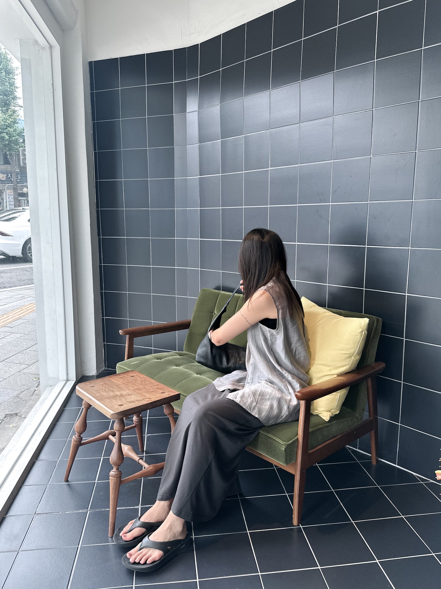 0625D06 側扣綁帶背心恤衫 銀灰色