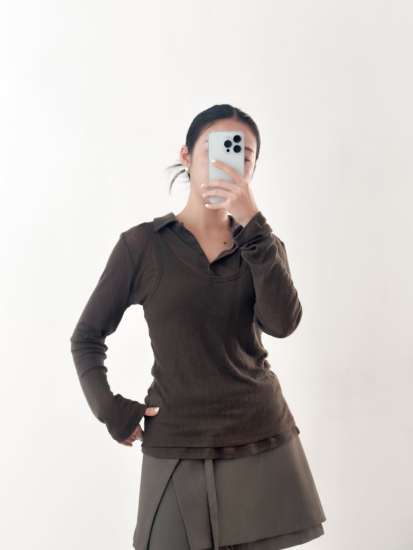 腰帶挺料西裝裙褲