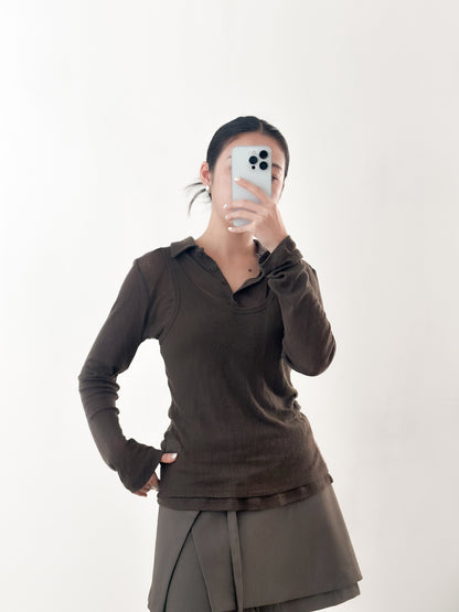 腰帶挺料西裝裙褲