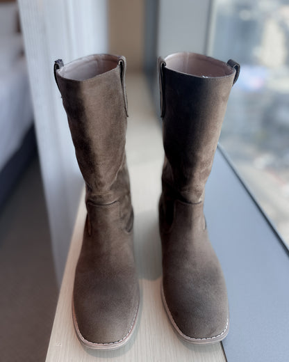 高筒方圓頭長靴 - 米色 (36-41號)