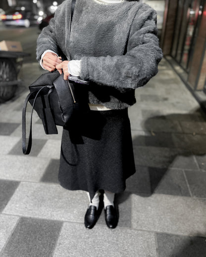 前後兩穿毛絨外套 - 深灰色