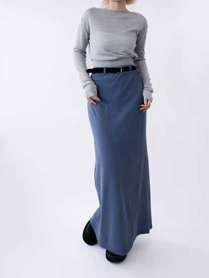 一字領束腰薄冷衫 - 黑色