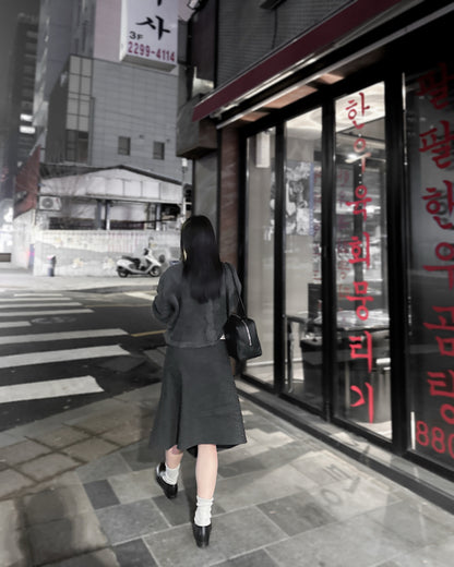 前後兩穿毛絨外套 - 深灰色