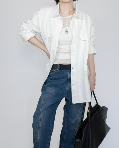Unisex oversized 牛仔恤衫 - 白色