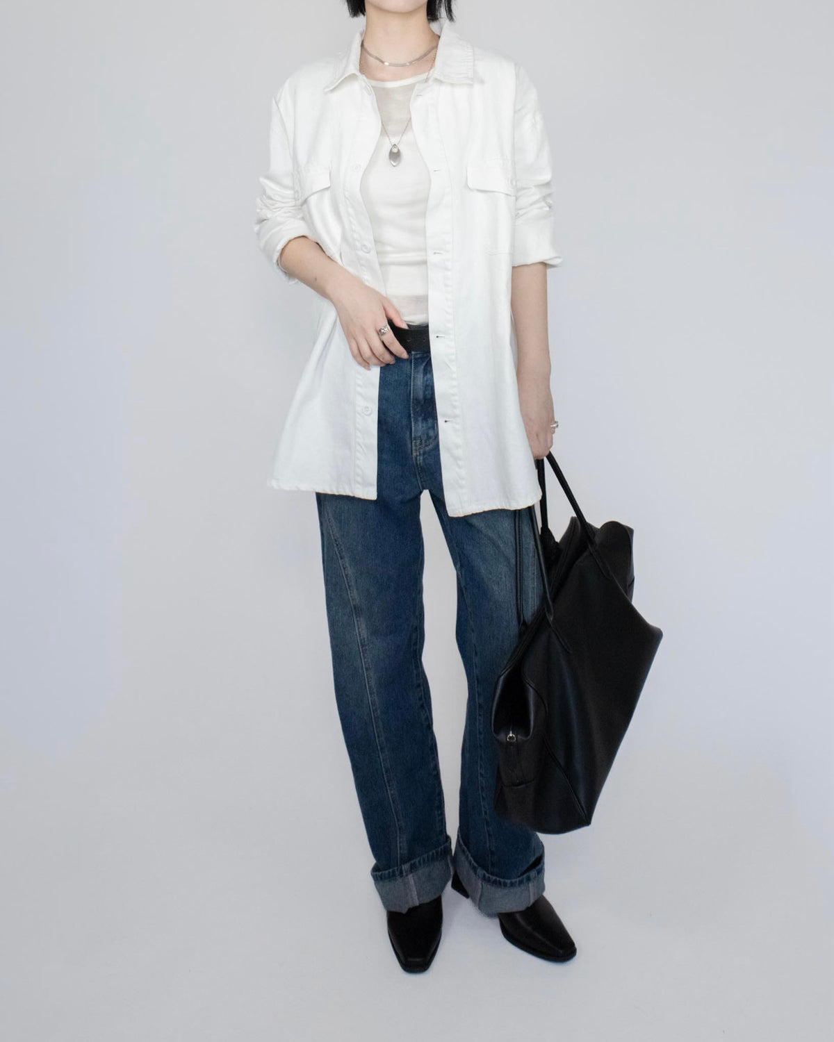 Unisex oversized 牛仔恤衫 - 白色