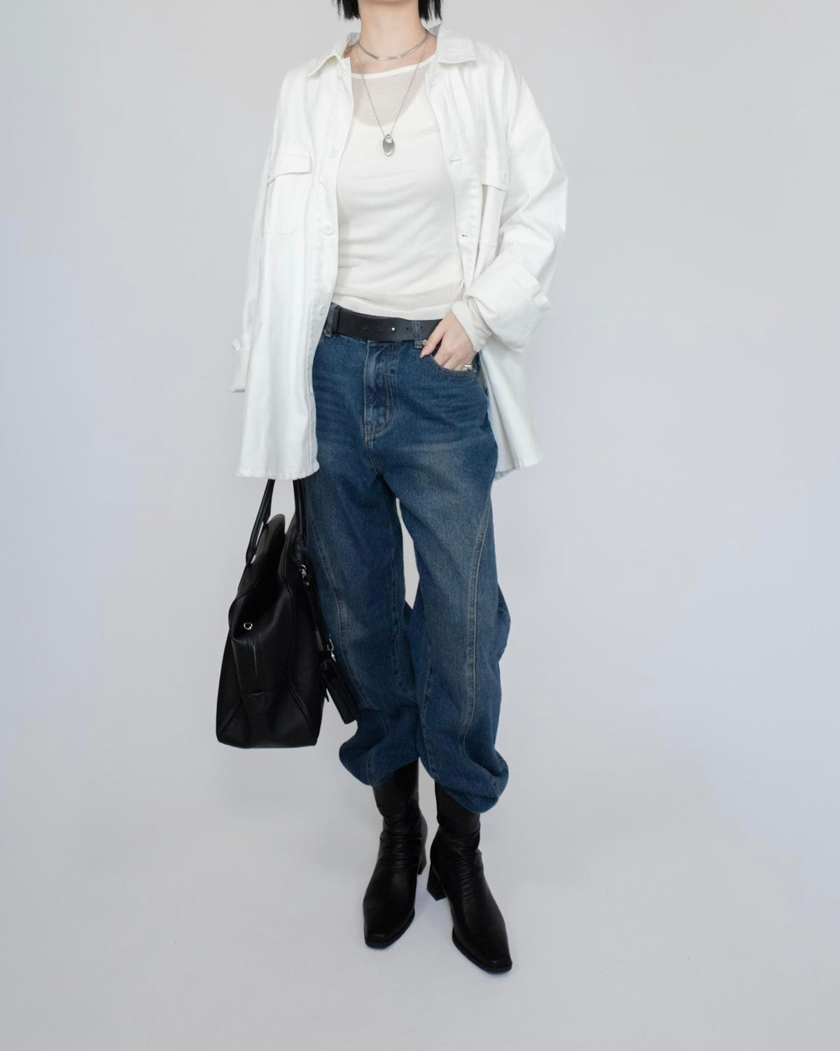 Unisex oversized 牛仔恤衫 - 白色