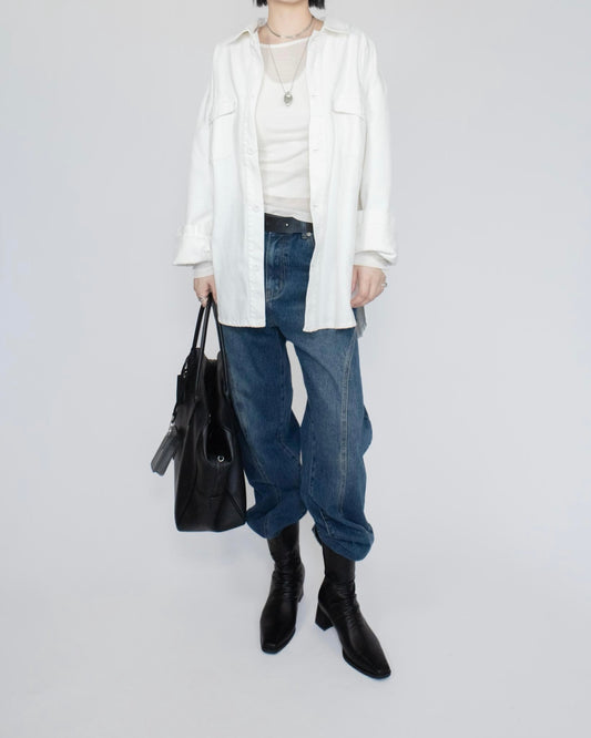 Unisex oversized 牛仔恤衫 - 白色