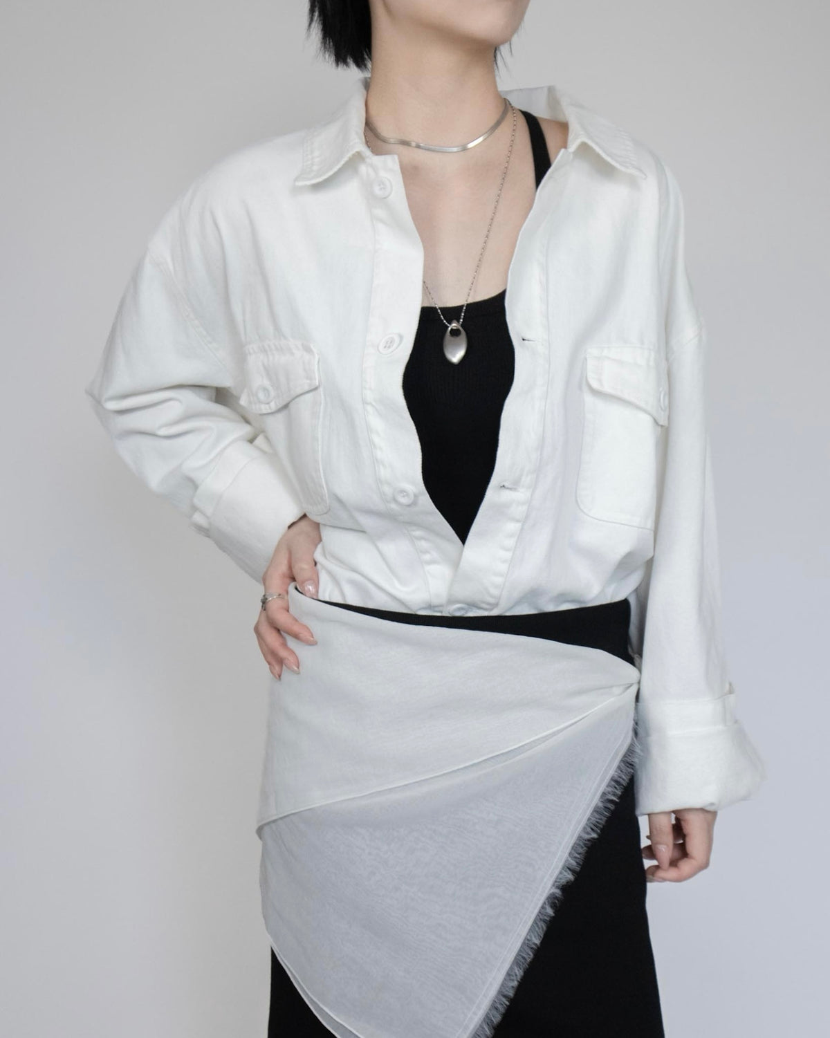 Unisex oversized 牛仔恤衫 - 白色