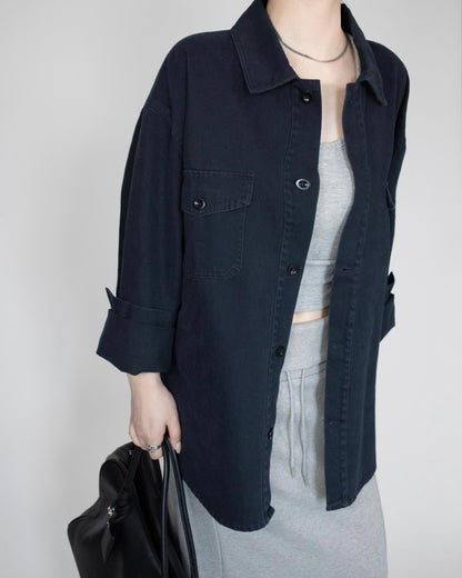 Unisex oversized 牛仔恤衫 - 深藍色